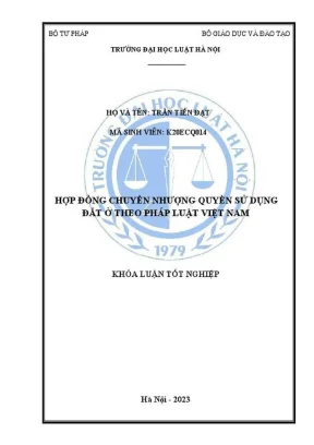 Khóa luận tốt nghiệp hợp đồng chuyển nhượng quyền sử dụng đất ở theo pháp luật việt nam