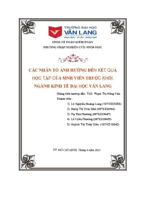 Các nhân tố ảnh hưởng đến kết quả học tập của sinh viên thuộc khối ngành kinh tế đại học văn lang