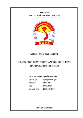 Khóa luận kháng nghị giám đốc thẩm trong tố tụng hành chính ở việt nam