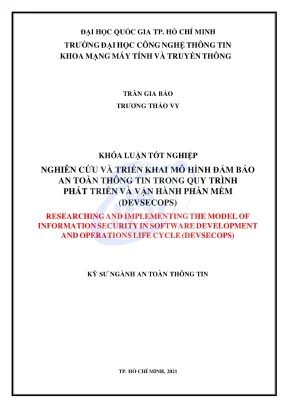 Khóa luận tốt nghiệp an toàn thông tin nghiên cứu và triển khai mô hình đảm bảo an toàn thông tin trong quy trình phát triển và vận hành phần mềm devsecops