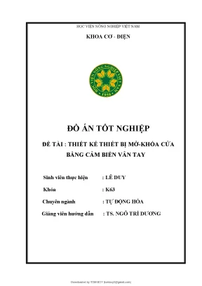 Đồ án tốt nghiệp đề tài thiết kế thiết bị mở khóa cửa bằng cảm biến vân tay