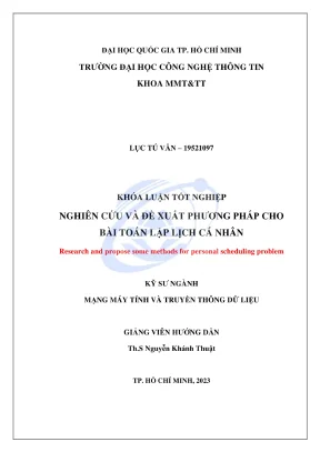 Khóa luận tốt nghiệp mạng máy tính và truyền thông nghiên cứu và đề xuất phương pháp cho bài toán lập lịch cá nhân