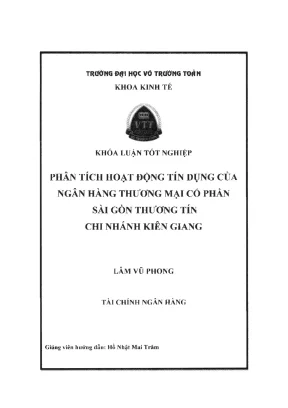 Khóa luận tốt nghiệp tài chính ngân hàng phân tích hoạt động tín dụng của ngân hàng thương mại cổ phần sài gòn thương tín chi nhánh kiên giang