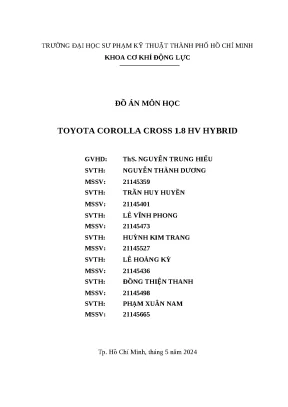 Đồ án môn học toyota corolla cross 1 8 hv hybrid