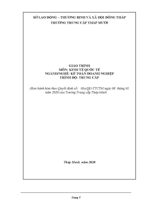 Giáo trình kinh tế quốc tế nghề kế toán doanh nghiệp trung cấp