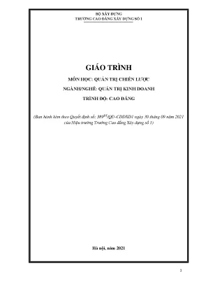 Giáo trình quản trị chiến lược ngành quản trị kinh doanh cao đẳng