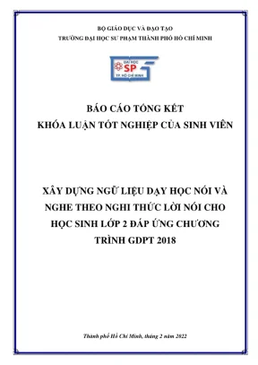 Khóa luận tốt nghiệp giáo dục tiểu học xây dựng ngữ liệu dạy học nói và nghe theo nghi thức lời nói cho học sinh lớp 2 đáp ứng chương trình gdpt 2018