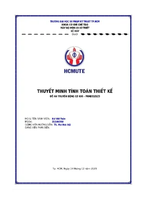 Thuyết minh tính toán thiết kế đồ án truyền động cơ khí prmd310523