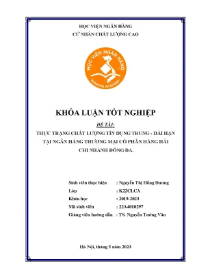 Thực trạng chất lượng với tín dụng trung dài hạn tại ngân hàng thương mại cổ phần hàng hải msb chi nhánh đống đa