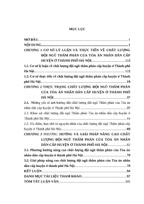 Luận văn thạc sĩ xây dựng đảng và chính quyền nhà nước chất lượng đội ngũ thẩm phán của tòa án nhân dân cấp huyện ở thành phố hà nội hiện nay