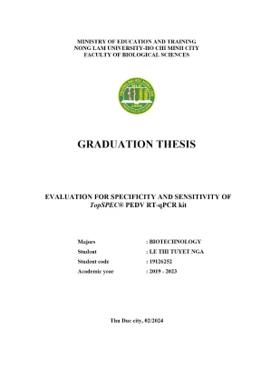 Khóa luận tốt nghiệp công nghệ sinh học evaluation for specificity and sensitivity of topspec® pedv rt qpcr kit