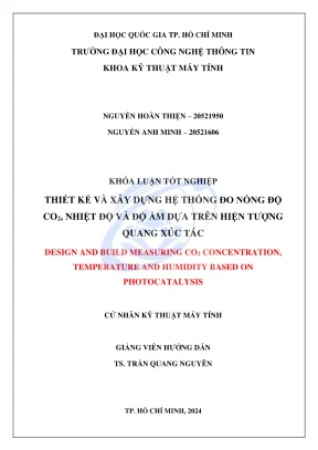 Khóa luận tốt nghiệp kỹ thuật máy tính thiết kế và xây dựng hệ thống do nồng độ co2 và h2o dựa trên hiện tượng quang xúc tác