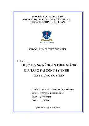 Thực trạng kế toán thuế giá trị gia tăng tại công ty tnhh xây dựng duy tân