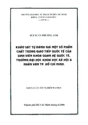 Khóa luận tốt nghiệp tâm lý học khảo sát tự đánh giá một số phẩm chất trong giao tiếp quốc tế của sinh viên khoa quan hệ quốc tế trường đại học khoa học xã hội và nhân văn tp hcm