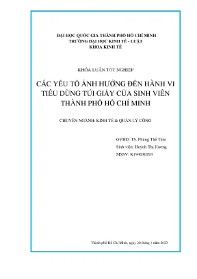 Các yếu tố ảnh hưởng đến hành vi tiêu dùng túi giấy của sinh viên trường đại học kinh tế luật