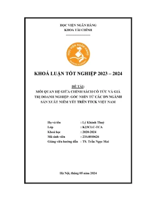 Mối quan hệ giữa chính sách cổ tức và giá trị doanh nghiệp góc nhìn từ các dn ngành sản xuất niêm yết trên ttck việt nam