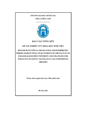 Research on typical translation and interpreting errors made by final year students of the faculty of english hanoi open university and strategies for enhancing students translation and interpreting abilities