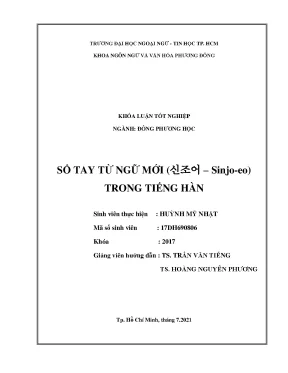 Khóa luận tốt nghiệp sổ tay từ ngữ mới sinjoeo 신조어 trong tiếng hàn