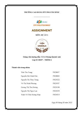Assignment môn dự án 1 tên thương hiệu tiệm granola