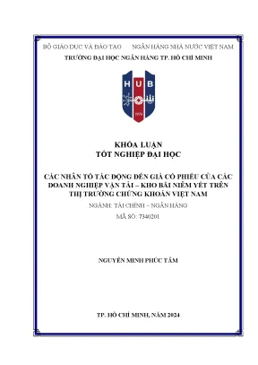Các nhân tố tác động đến giá cổ phiếu của các doanh nghiệp vận tải kho bãi niêm yết trên thị trường chứng khoán việt nam