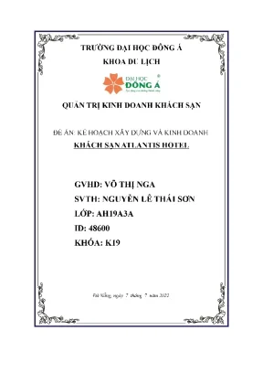 Đề án kế hoạch xây dựng và kinh doanh khách sạn atlantis hotel