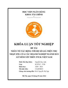Nhân tố tác động tới hệ số giá trên thu nhập pe của các doanh nghiệp ngành bán lẻ niêm yết trên ttck việt nam