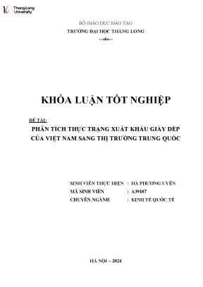 Phân tích thực trạng xuất khẩu giày dép của việt nam sang thị trường trung quốc