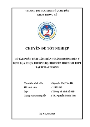 Chuyên đề tốt nghiệp các nhân tố ảnh hưởng đến ý định lựa chọn trường đại học của học sinh thpt tại thành phố hải dương