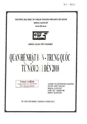 Khóa luận tốt nghiệp lịch sử quan hệ nhật bản trung quốc từ năm 2001 đến 2010
