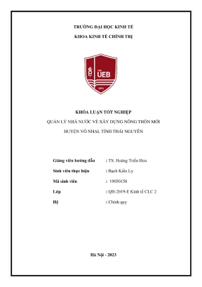 Khóa luận tốt nghiệp kinh tế chính trị quản lý nhà nước về xây dựng nông thôn mới huyện võ nhai tỉnh thái nguyên