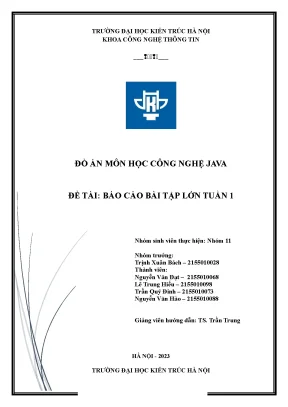 Đồ án môn học công nghệ java đề tài báo cáo bài tập lớn tuần 1