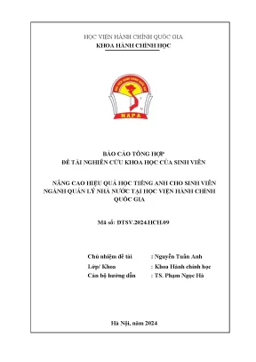 Nâng cao hiệu quả học tiếng anh cho sinh viên ngành quản lý nhà nƣớc tại học viện hành chính quốc gia