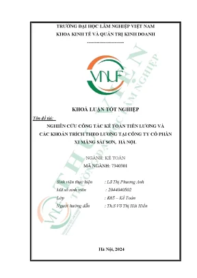 Nghiên cứu công tác kế toán tiền lương và các khoản trích theo lương tại công ty cổ phần xi măng sài sơn hà nội