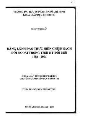 Khóa luận tốt nghiệp giáo dục chính trị đảng lãnh đạo thực hiện chính sách đối ngọai trong thời kỳ đổi mới 1986 2001