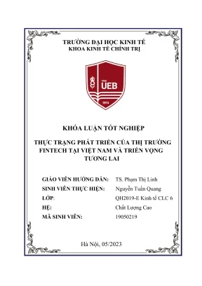 Khóa luận tốt nghiệp kinh tế chính trị thực trạng phát triển của thị trường fintech tại việt nam và triển vọng tương lai