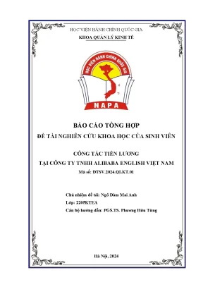 Đề tài nghiên cứu khoa học của sinh viên công tác tiền lương tại công ty tnhh alibaba english việt nam