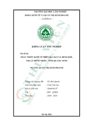 Phát triển kinh tế trên địa bàn xã bình khê thị xã đông triều tỉnh quảng ninh