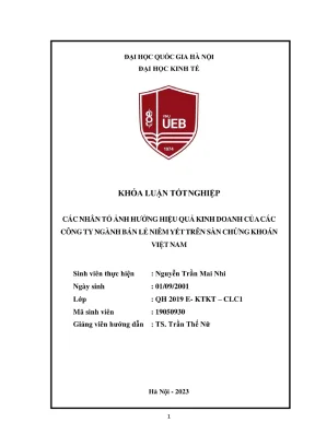 Khóa luận tốt nghiệp các nhân tố ảnh hưởng hiệu quả kinh doanh của các công ty ngành bán lẻ niêm yết trên sàn chứng khoán việt nam