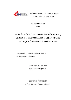 Nghiên cứu sự hài lòng đối với dịch vụ ví điện tử momo của sinh viên trường đại học công nghiệp hồ chí minh
