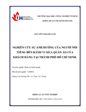Nghiên cứu sự ảnh hưởng của người nổi tiếng đến hành vi mua quần áo của khách hàng tại thành phố hồ chí minh