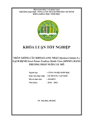 Khóa luận tốt nghiệp công nghệ sinh học nhân giống cây khoai lang nhật ipomoea batatas l sạch bệnh sweet potato feathery mottle virus spfmv bằng phương pháp nuôi cấy mô