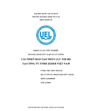 Cải thiện hoạt động đào tạo hội nhập tại cty tnhh zeder vietnam
