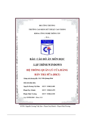 Báo cáo đồ án môn học lập trình windows hệ thống quản lý cửa hàng bán trà sữa hkt