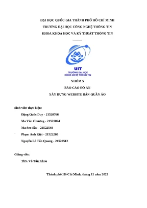Báo cáo đồ án xây dựng website bán quần áo