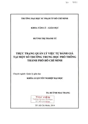 Khóa luận tốt nghiệp quản lý giáo dục thực trạng quản lý việc tự đánh giá tại một số trường trung học phổ thông thành phố hồ chí minh