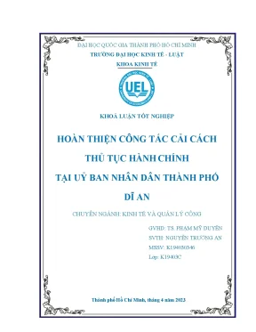 Hoàn thiện công tác cải cách thủ tục hành chính tại uỷ ban nhân dân thành phố dĩ an
