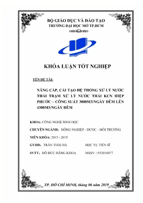 Nâng cấp cải tạo hệ thống xử lý nước thải trạm xử lý nước thải kcn hiệp phước công suất 3000m3ngày đêm lên 4300m3ngày đêm
