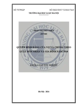 Khóa luận tốt nghiệp quyền bình đẳng của vợ và chồng theo luật hôn nhân và gia đình năm 2014