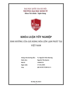 Khóa luận tốt nghiệp ảnh hưởng của giá hàng hóa lên lạm phát tại việt nam