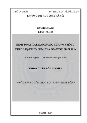 Khóa luận tốt nghiệp định đoạt tài sản chung của vợ chồng theo luật hôn nhân và gia đình năm 2014
